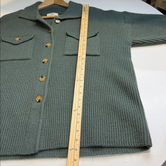Entro Teal Ribbed Knit Cardigan Size Medium - Picture 7 of 9